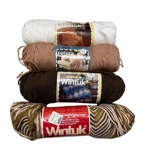 Vintage Yarn Lot 4 Skeins K-Mart Brown Ombres Coffee Cashmere White
